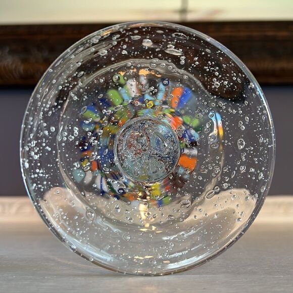 Margarita Glass Large Single Confetti Speckled Colorful Art Bubbles Mexico - Picture 5 of 6